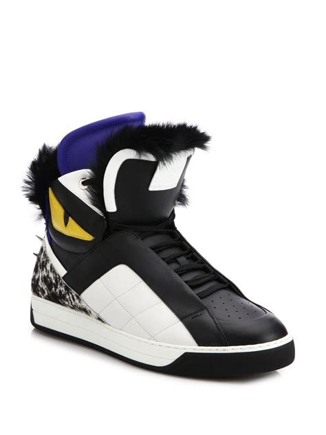 fendi men sneaker with fur|Fendi monster block sneakers men.